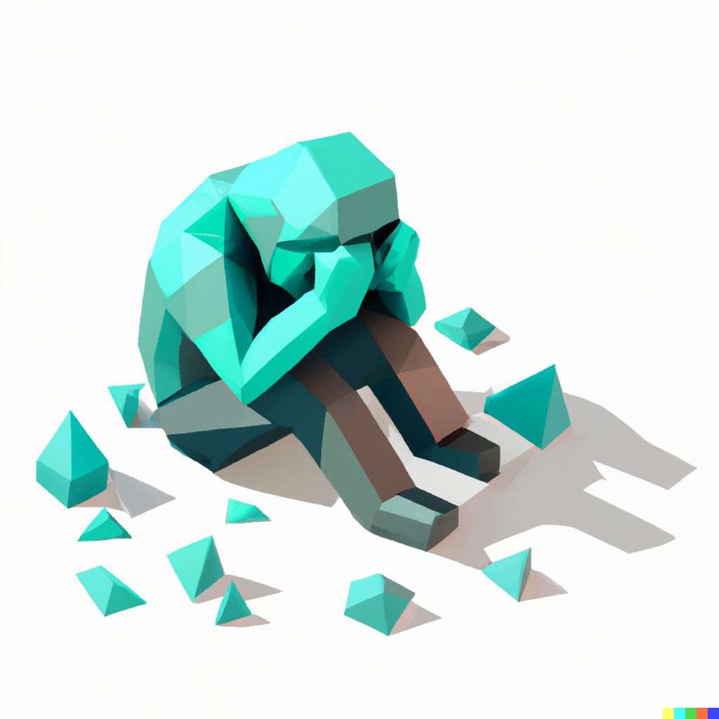 a representation of anxiety, low polygon isometric render